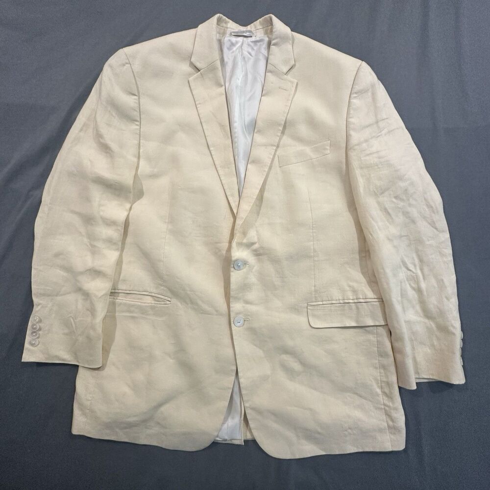 Lauren Ralph Lauren Blazer Mens 46L 100% Linen Macys Store Sports Coat Creme Y2K